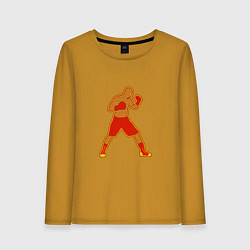 Лонгслив хлопковый женский Боксер хохлома, цвет: горчичный