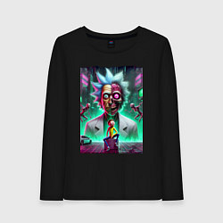 Лонгслив хлопковый женский Rick and Morty - neon skull, цвет: черный