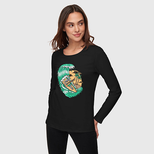 Женский лонгслив Серфингист гитарист / Черный – фото 3