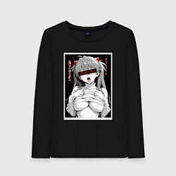 Лонгслив хлопковый женский Sexy Asuka Langley - Evangelion, цвет: черный