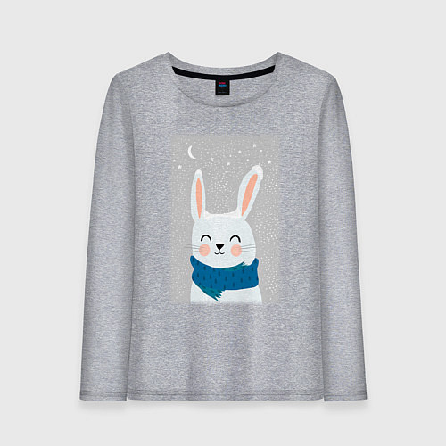 Женский лонгслив Снежный кролик с шарфом / Меланж – фото 1