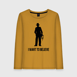 Лонгслив хлопковый женский Индиана джонс, цвет: горчичный