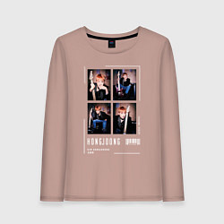 Лонгслив хлопковый женский Хонджун ateez, цвет: пыльно-розовый