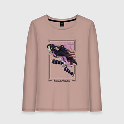 Лонгслив хлопковый женский Клинок рассекающий демонов: Незуко Камадо, цвет: пыльно-розовый