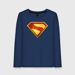 Лонгслив хлопковый женский Супермен Джеймса Ганна лого, цвет: тёмно-синий
