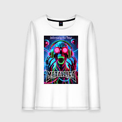 Лонгслив хлопковый женский Metallica - playbill of the intergalactic tour, цвет: белый