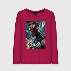 Лонгслив хлопковый женский Превращение Эдди в Венома - нейроарт фантазия, цвет: маджента