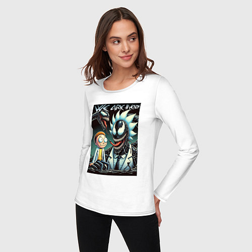 Женский лонгслив Morty and Rick - meme we are Venom / Белый – фото 3