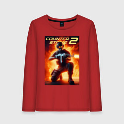 Лонгслив хлопковый женский Counter Strike 2 - gamer, цвет: красный