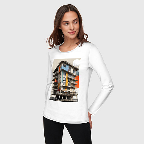 Женский лонгслив Старая панелька / Белый – фото 3