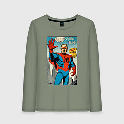 Лонгслив хлопковый женский Spider-Trump - retro, цвет: авокадо