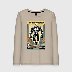 Лонгслив хлопковый женский We are Venom - retro meme, цвет: миндальный
