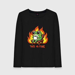 Лонгслив хлопковый женский Frog - this is fine, цвет: черный