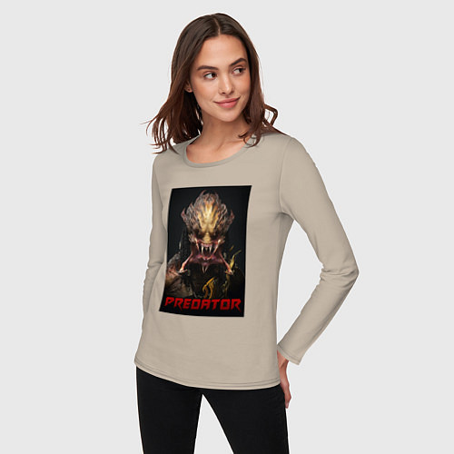 Женский лонгслив Хищник - рык / Миндальный – фото 3