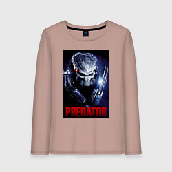 Лонгслив хлопковый женский Predator in the helmet, цвет: пыльно-розовый