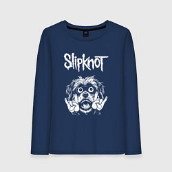 Лонгслив хлопковый женский Slipknot rock dog, цвет: тёмно-синий