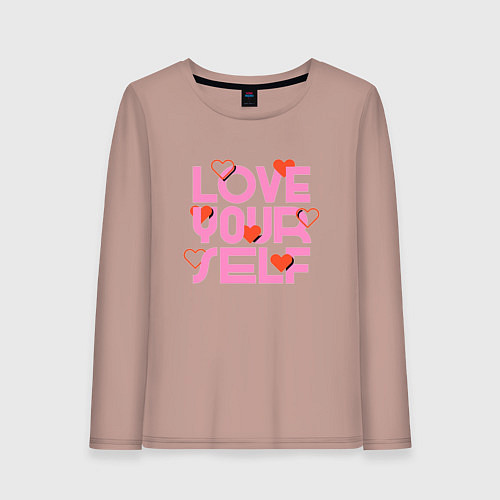 Женский лонгслив Love yourself / Пыльно-розовый – фото 1