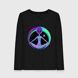 Лонгслив хлопковый женский Alien Peace, цвет: черный