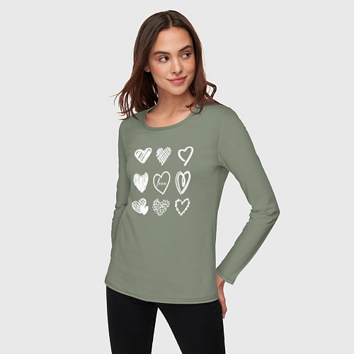 Женский лонгслив Hearts love hand draw / Авокадо – фото 3
