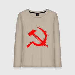 Лонгслив хлопковый женский Sickle and hammer red paint, цвет: миндальный