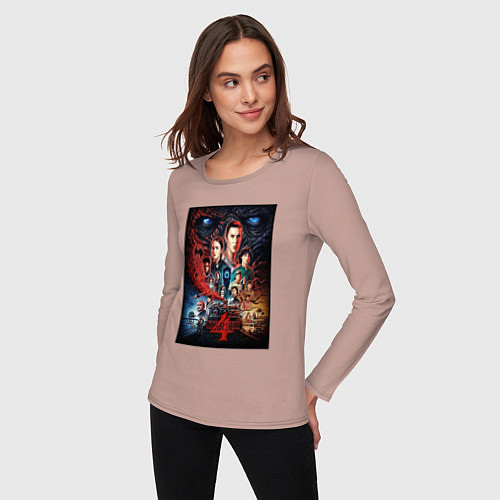 Женский лонгслив Stranger Things 4 / Пыльно-розовый – фото 3