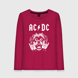 Лонгслив хлопковый женский AC DC rock dog, цвет: маджента