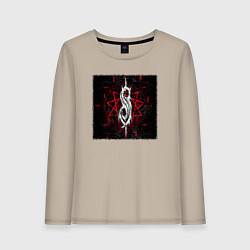 Лонгслив хлопковый женский Слипкнот пентаграмма, цвет: миндальный