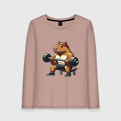 Лонгслив хлопковый женский Капибара жим, цвет: пыльно-розовый