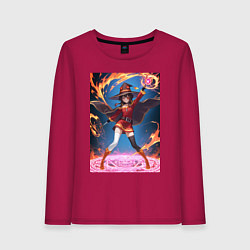 Лонгслив хлопковый женский Мегумин колдует взрывную магию, цвет: маджента