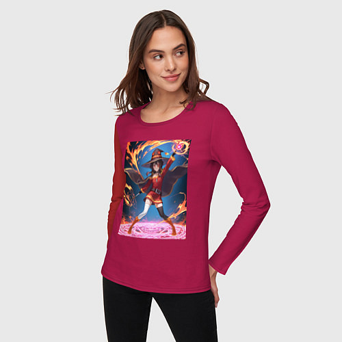 Женский лонгслив Мегумин колдует взрывную магию / Маджента – фото 3