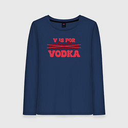 Лонгслив хлопковый женский V is for vodka, цвет: тёмно-синий