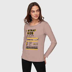 Лонгслив хлопковый женский Stray kids ticket, цвет: пыльно-розовый — фото 2