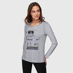 Лонгслив хлопковый женский Bts ticket, цвет: меланж — фото 2