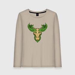 Лонгслив хлопковый женский Nature deer, цвет: миндальный