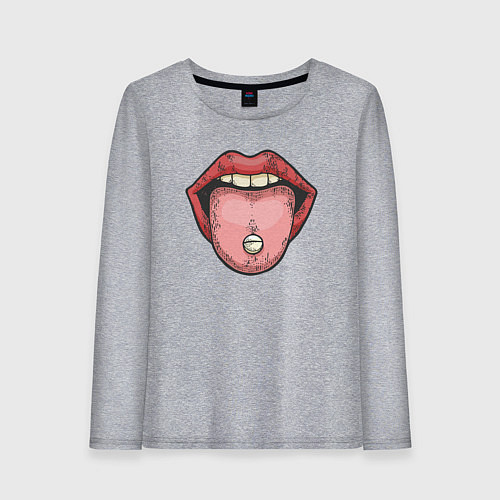 Женский лонгслив Lips pill / Меланж – фото 1