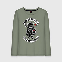 Лонгслив хлопковый женский Sons of anarchy - logo, цвет: авокадо