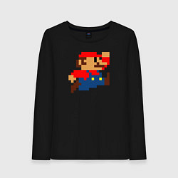 Лонгслив хлопковый женский Mario 8 bit, цвет: черный