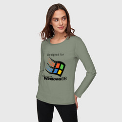 Лонгслив хлопковый женский Предназначен для windows 98, цвет: авокадо — фото 2