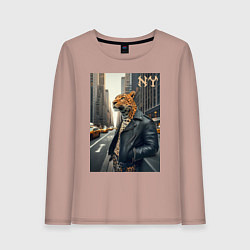Лонгслив хлопковый женский Леопард-модник житель Нью-Йорка, цвет: пыльно-розовый