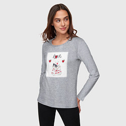 Лонгслив хлопковый женский Любовная романтика, цвет: меланж — фото 2