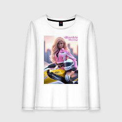 Лонгслив хлопковый женский Barbie racing - Kawasaki Ninja, цвет: белый