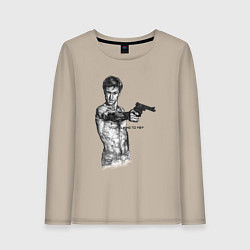 Лонгслив хлопковый женский Таксист - Роберт Де Ниро, цвет: миндальный