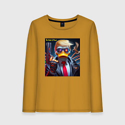 Лонгслив хлопковый женский Donald Trump is the duck of peace - joke, цвет: горчичный