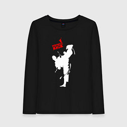 Лонгслив хлопковый женский Кикбоксинг - атака, цвет: черный