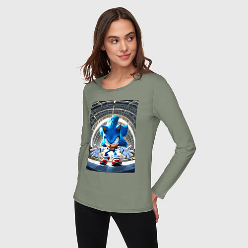 Женский лонгслив Соник на сексетной базе / Авокадо – фото 3