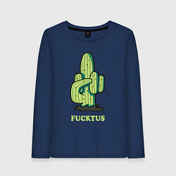 Лонгслив хлопковый женский Cactus - fucktus, цвет: тёмно-синий
