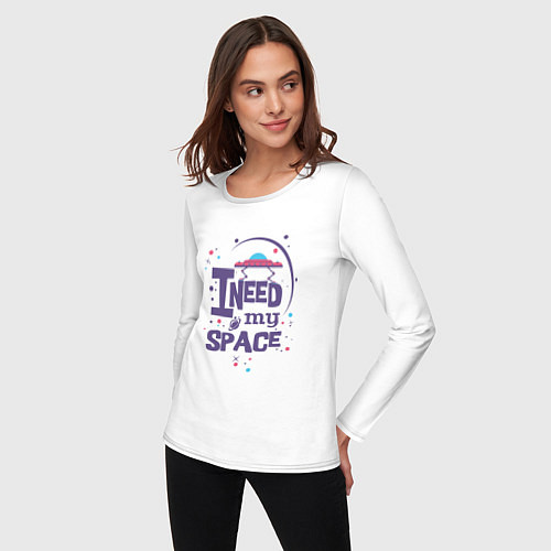 Женский лонгслив I need my space / Белый – фото 3
