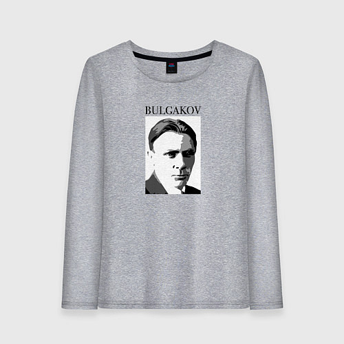 Женский лонгслив Михаил Булгаков портрет в черно-белом / Меланж – фото 1