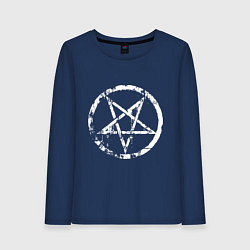 Лонгслив хлопковый женский Star pentagram, цвет: тёмно-синий