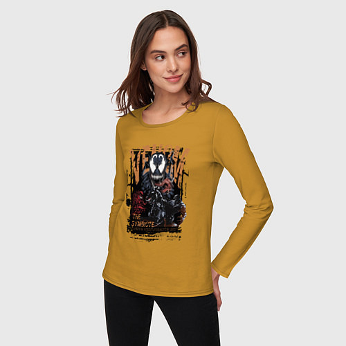 Женский лонгслив Веном черный симбиот / Горчичный – фото 3